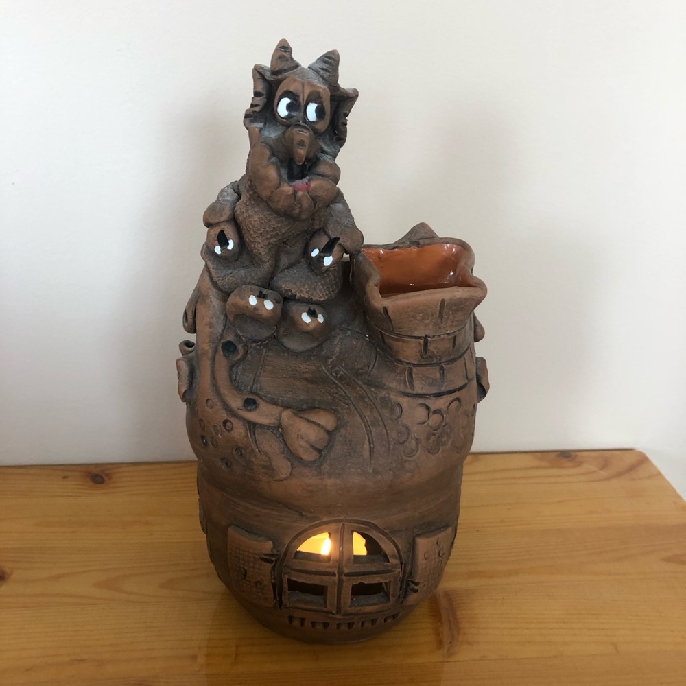 Charming Brown Dragon Candle Holder